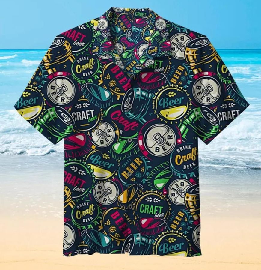 Beer Cap Pattern Hawaiian Shirt