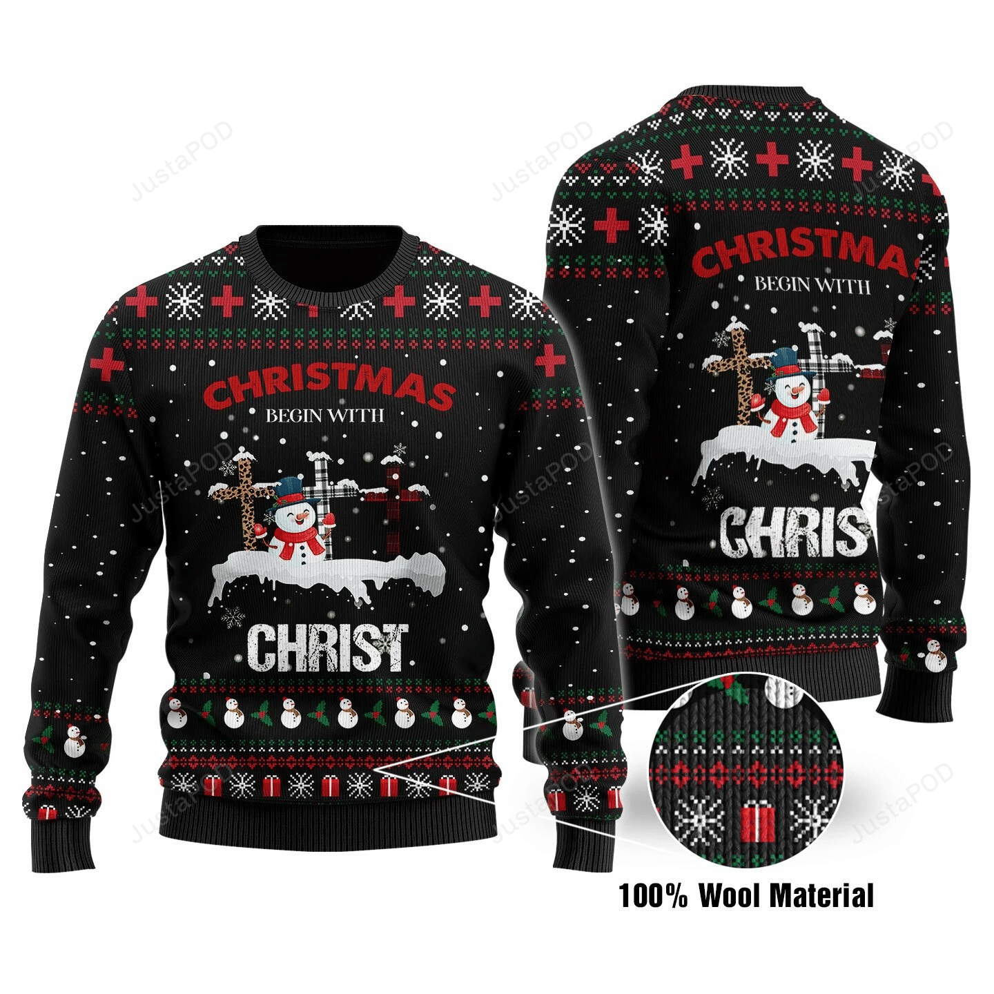 Begin With Christ Ugly Christmas Sweater All Over Print Sweatshirt