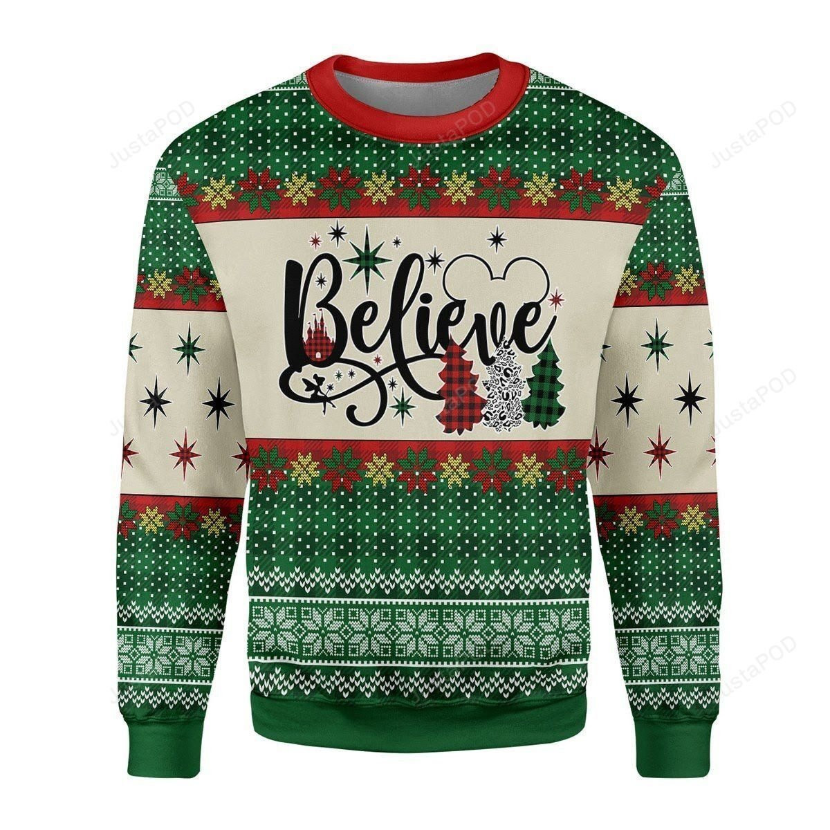 Believe Christmas Tree Ugly Christmas Sweater All Over Print Sweatshirt