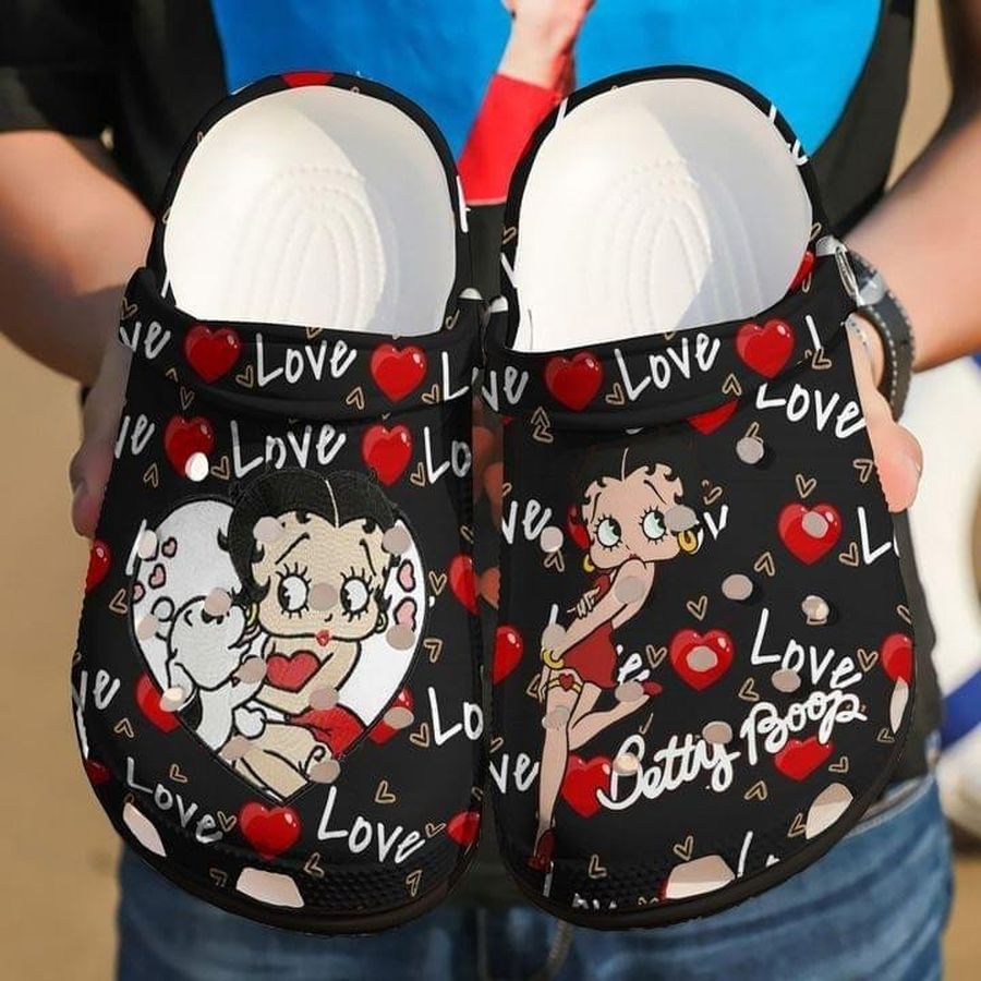 Betty Boop And Dog Love Gift For Lover Rubber Crocs Crocband Clogs Comfy Footwear