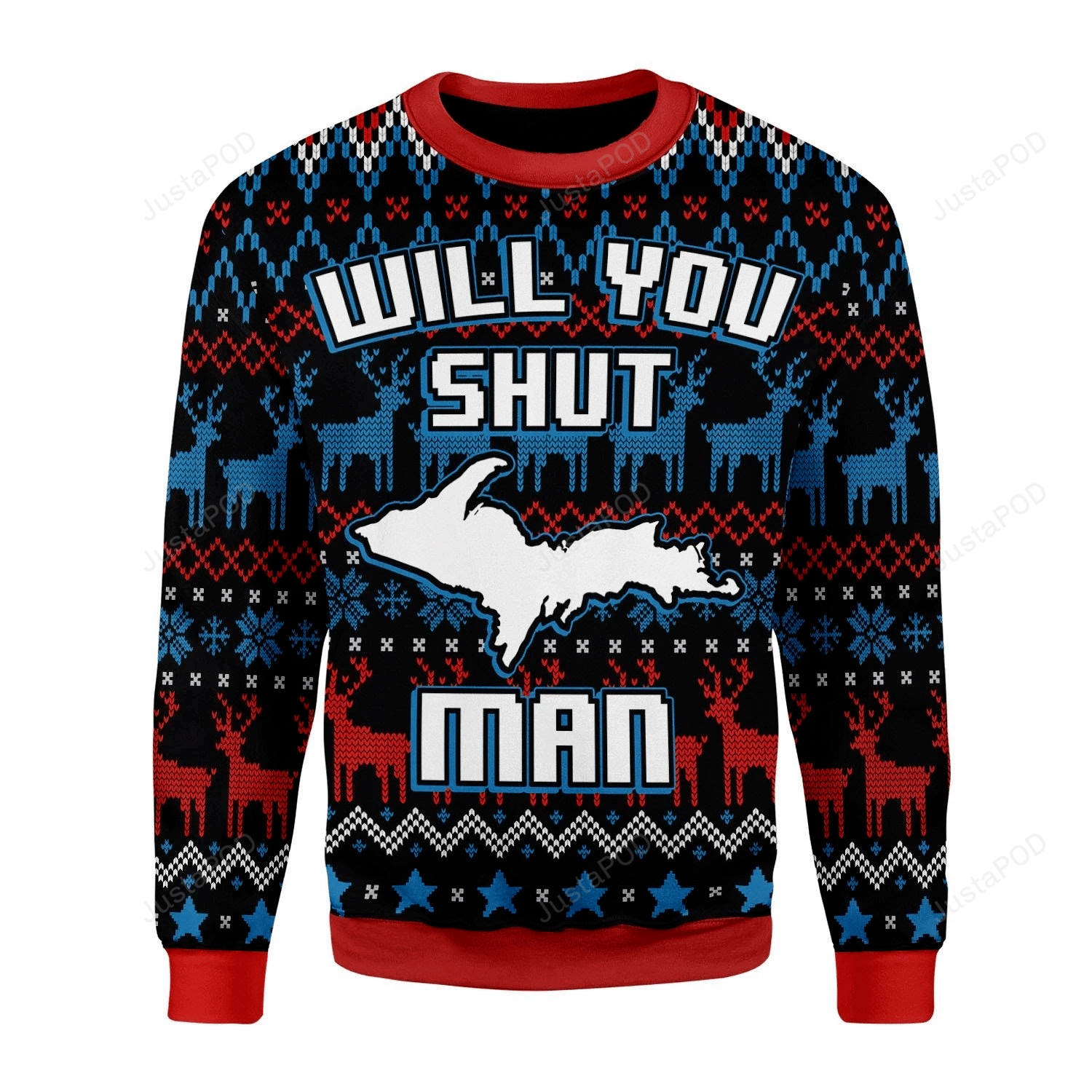 Bidden Will You Shut Man Ugly Christmas Sweater All Over