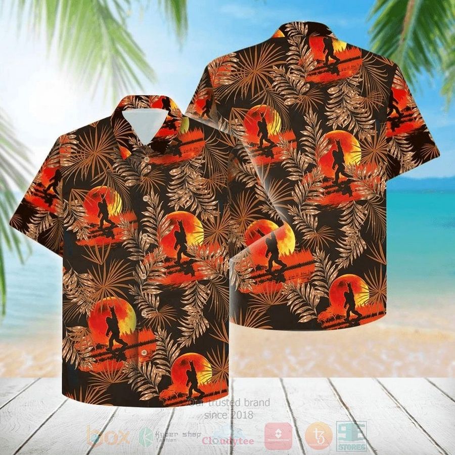 Bigfoot At Sunset Orange Funny Crazy Vintage Hawaiian Shirt – LIMITED EDITION