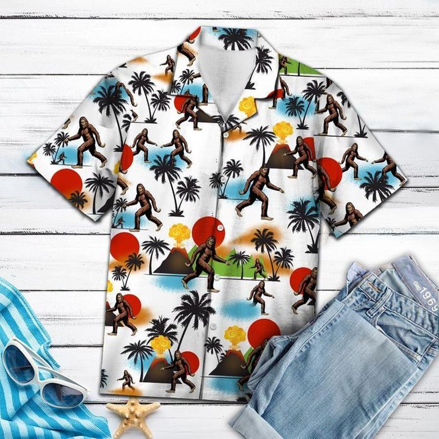 Bigfoot Camping Hawaiian Shirt Pre13502, Hawaiian shirt, beach shorts, One-Piece Swimsuit, Polo shirt, funny shirts, gift shirts, Graphic Tee