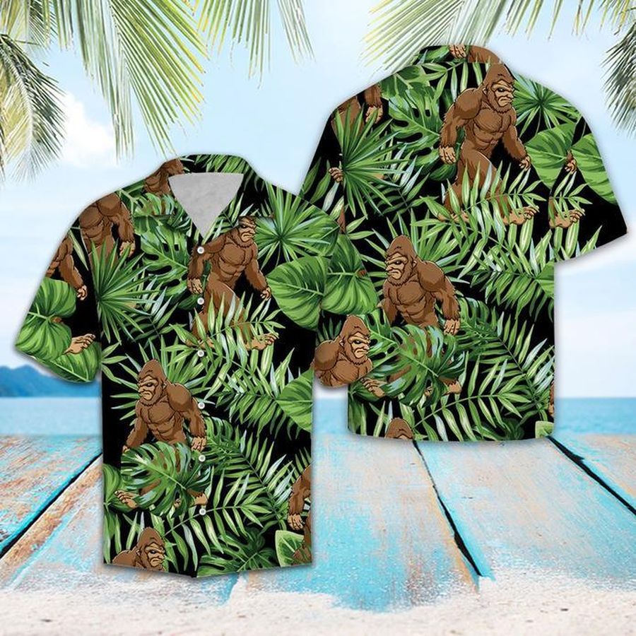 Bigfoot Green Tropical Hawaiian Shirt Pre10727, Hawaiian shirt, beach shorts, One-Piece Swimsuit, Polo shirt, funny shirts, gift shirts, Graphic Tee