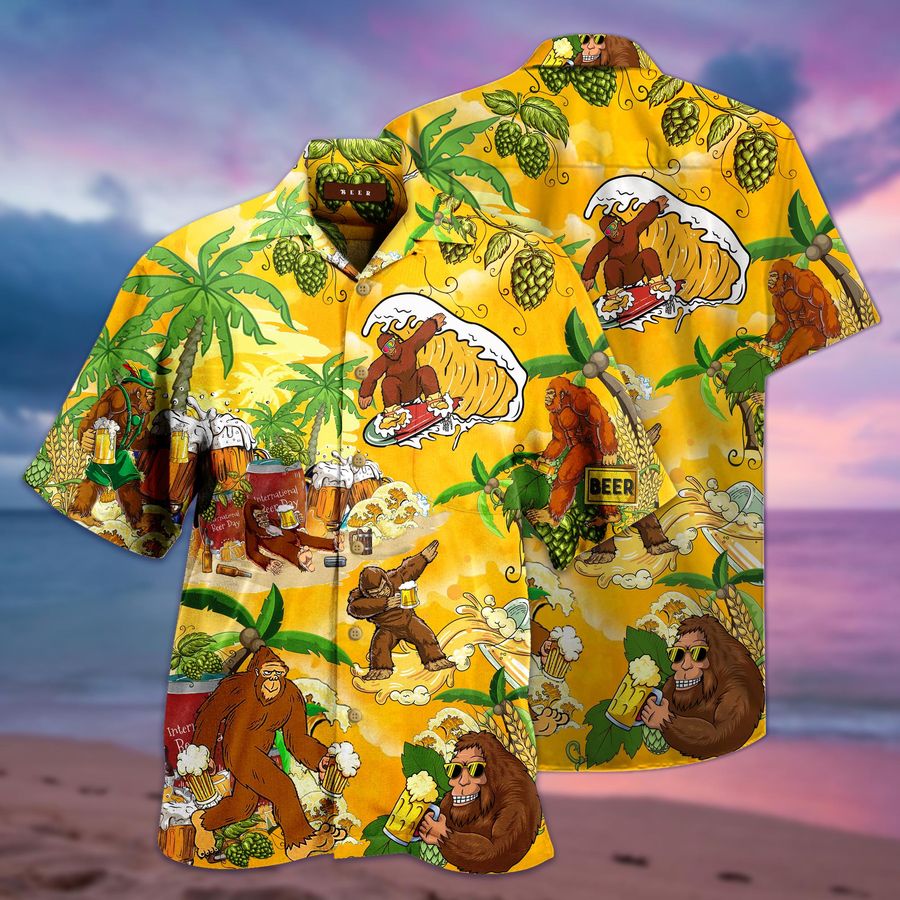 Bigfoot Summer Beer Hawaiian Shirt Pre13522, Hawaiian shirt, beach shorts, One-Piece Swimsuit, Polo shirt, funny shirts, gift shirts, Graphic Tee
