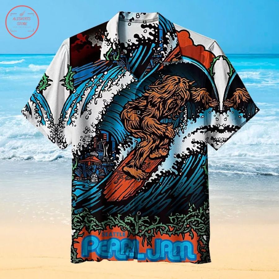 Bigfoot Surfing Hawaiian Shirt