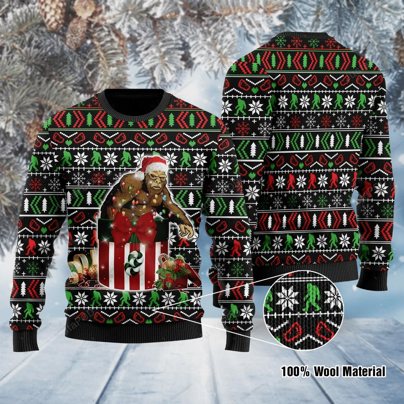 Bigfoot Ugly Christmas Sweater All Over Print Sweatshirt Ugly Sweater