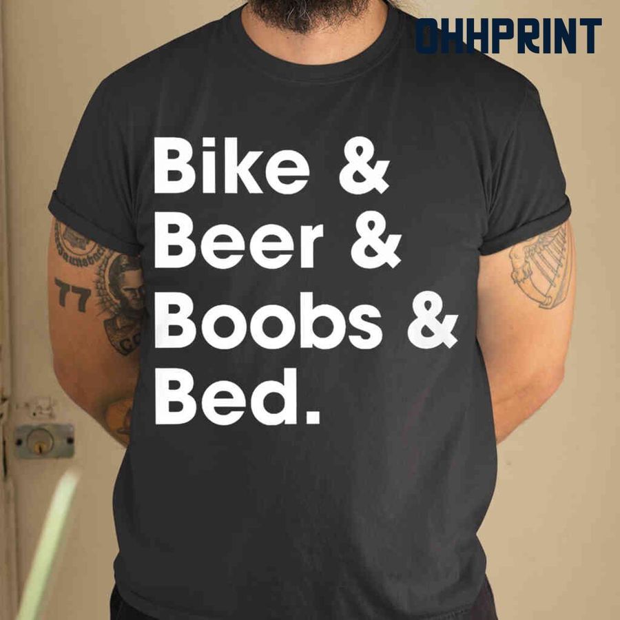 Bike Beer Boobs Bed Tshirts Black