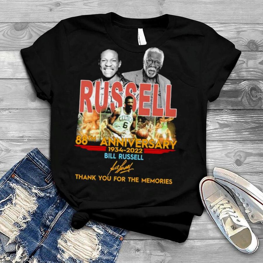 Bill Russell 88th anniversary 1934 2022 thank you for the memories signature shirt