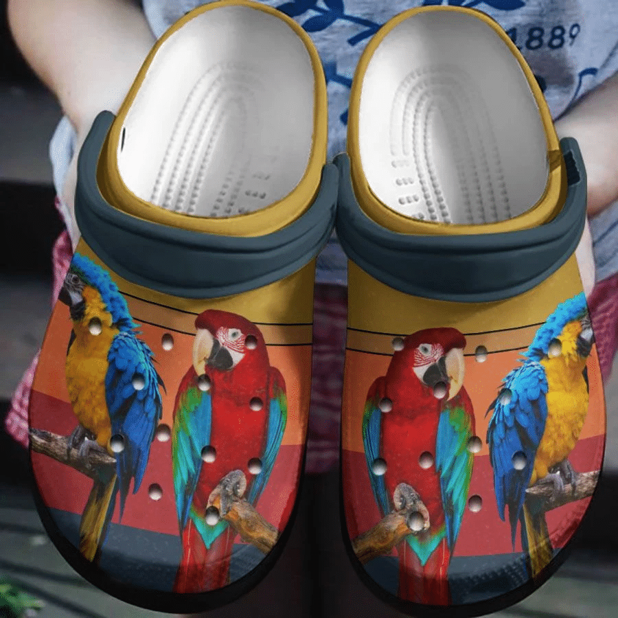 Birds Macow And Red Parrot Crocs Shoes - Couple Parrot Shoes Crocbland Clog Birthday Gifts For Man Woman.png