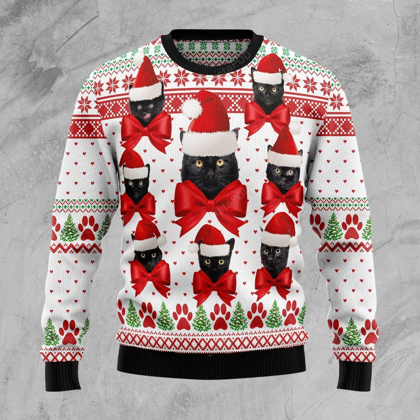 Black Cat Ball Ugly Christmas Sweater Ugly Sweater Christmas Sweaters
