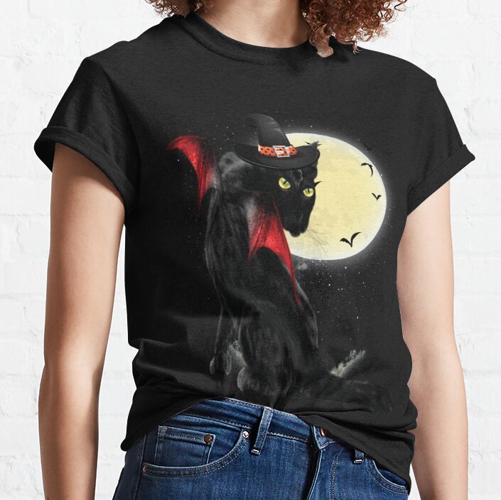 Black Cat Halloween Night Arts Classic T-Shirt