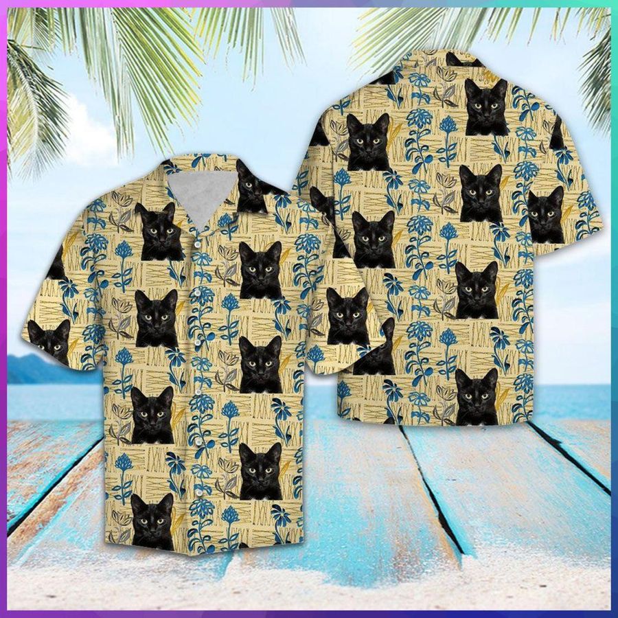 Black Cat Pattern Hawaiian Shirt Pre10902, Hawaiian shirt, beach shorts, One-Piece Swimsuit, Polo shirt, funny shirts, gift shirts, Graphic Tee
