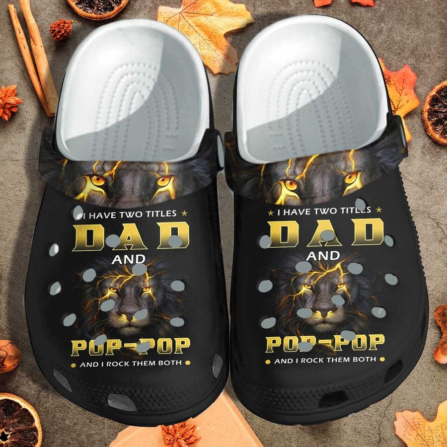 Black Lion Father Black King Crocs Shoes Clogs - Dad Honor Papa Priceless Custom Crocs Shoes Clogs Fathers Day 2022