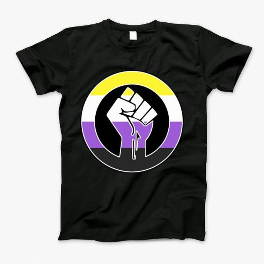 Black Lives Matter Fist Circled Lgbtq Flag Nonbinary T-Shirt, Tshirt, Hoodie, Sweatshirt, Long Sleeve, Youth, Personalized shirt, funny shirts