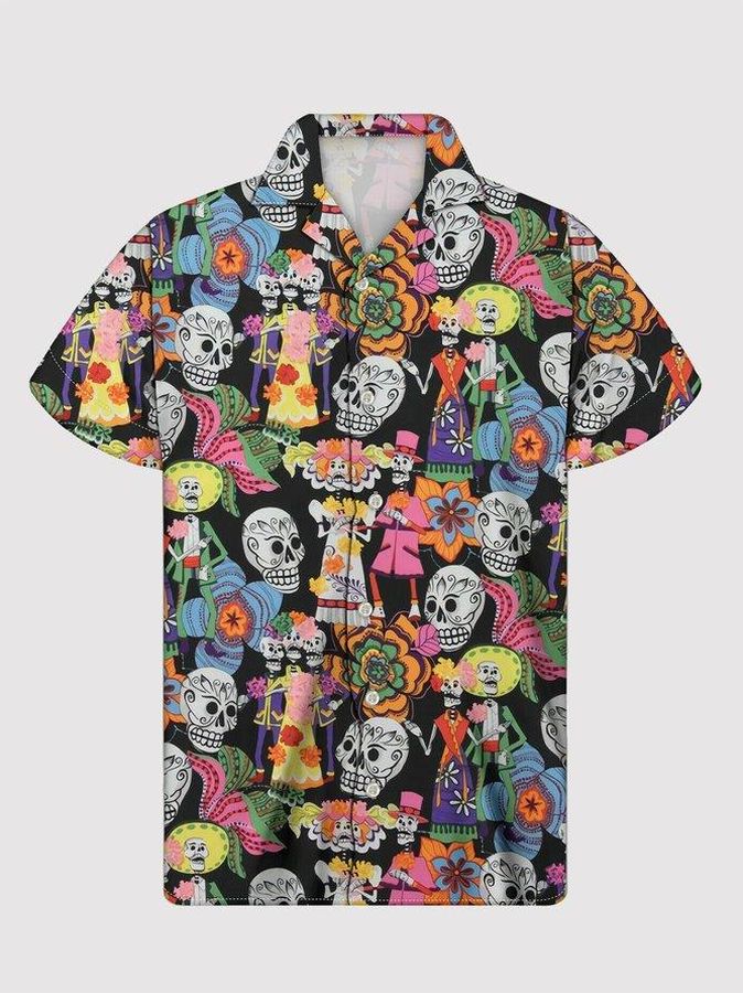 Black Skull Hawaiian Shirt Pre10610, Hawaiian shirt, beach shorts, One-Piece Swimsuit, Polo shirt, funny shirts, gift shirts, Graphic Tee