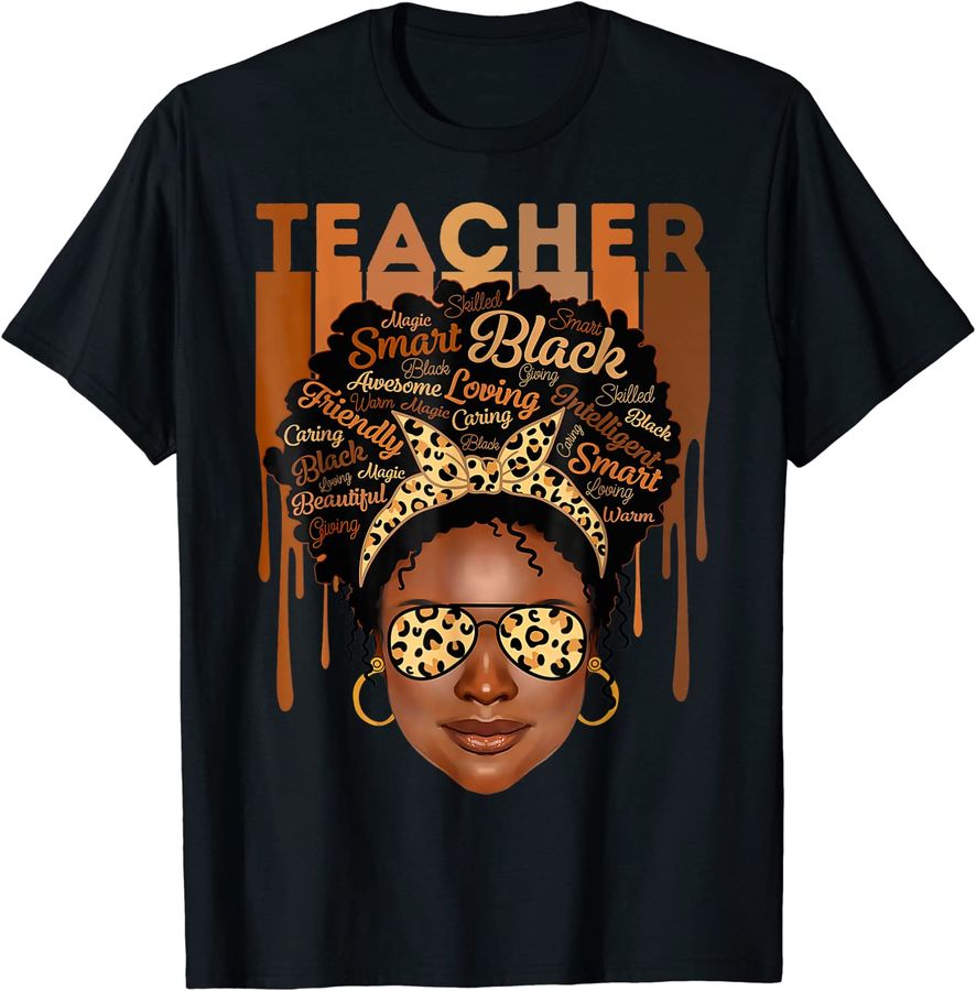 Black Teacher Love Melanin Leopard Glasses