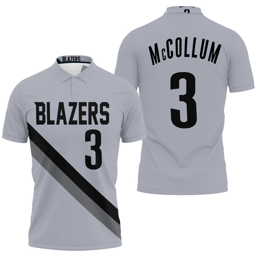 Blazers Cj Mccollum 2020-21 Earned Edition Gray Jersey Inspired Polo Shirt All Over Print Shirt 3d T-shirt