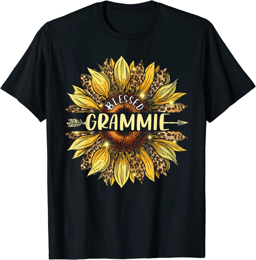 Blessed Grammie Shirt Women Sunflower Leopard Decor Grandma
