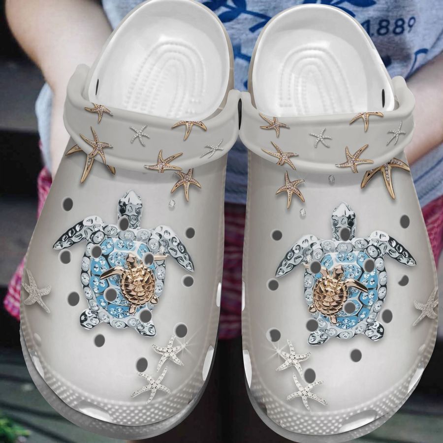 Bling Beautiful Sea Turtle Shoes Crocs - Ocean Beach Clog For Women Girl Mother Daughter Sister Niece