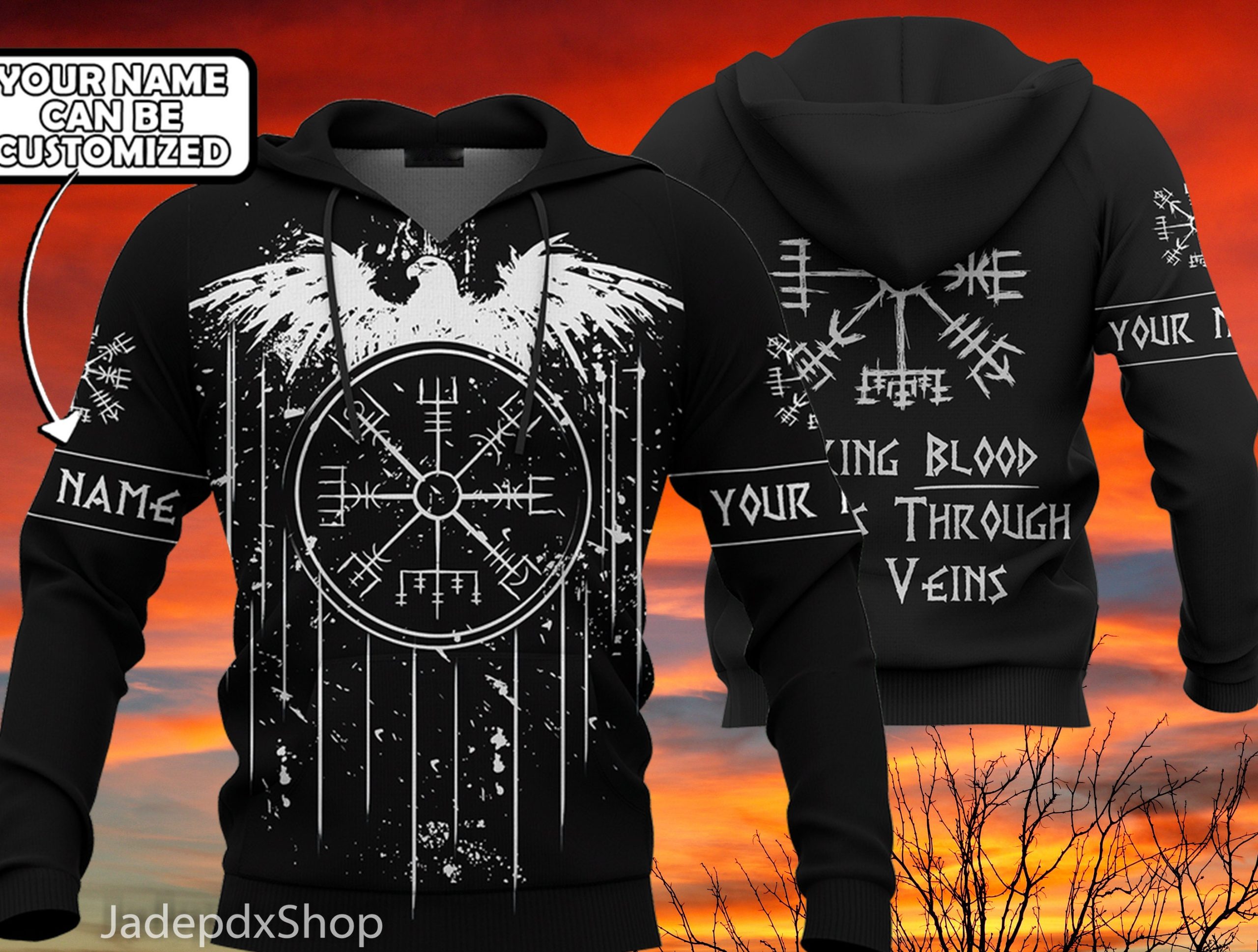 Blood Flows Through My Veins Personalized For And Raven Viking 3d Zip Hoodie