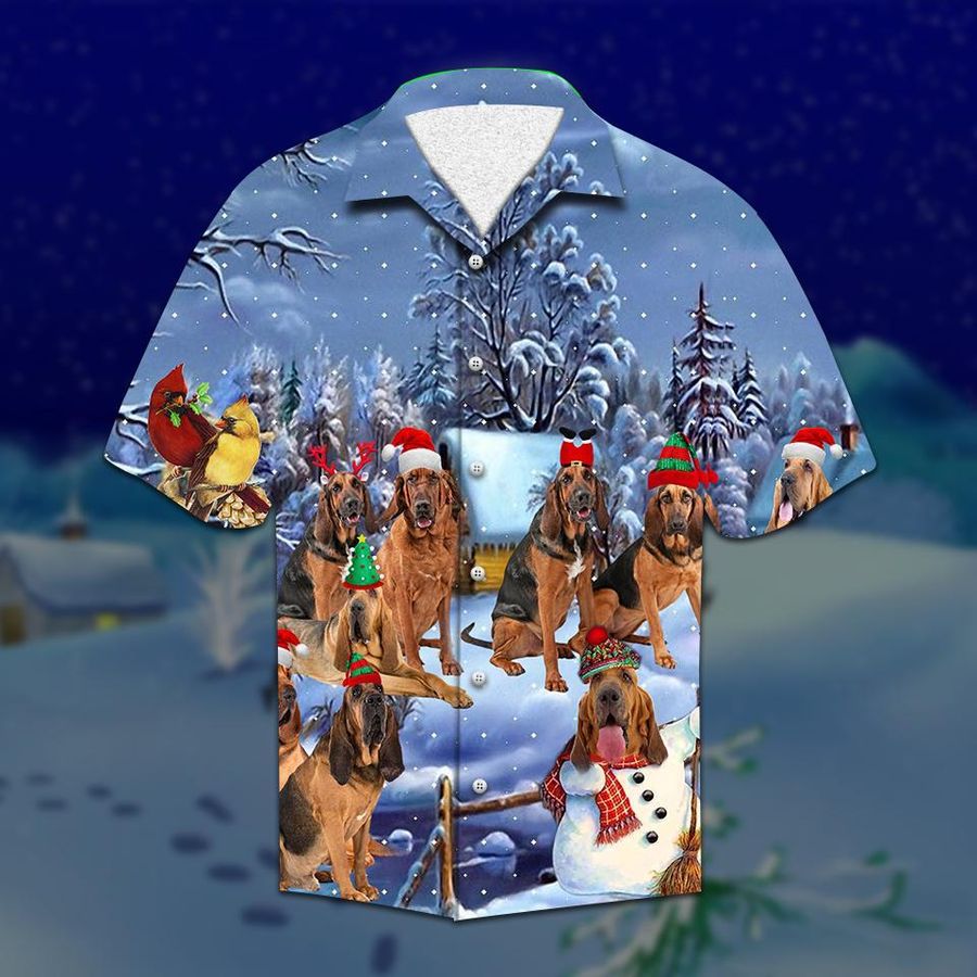 Bloodhound Christmas Hawaiian Shirt Pre13518, Hawaiian shirt, beach shorts, One-Piece Swimsuit, Polo shirt, funny shirts, gift shirts, Graphic Tee