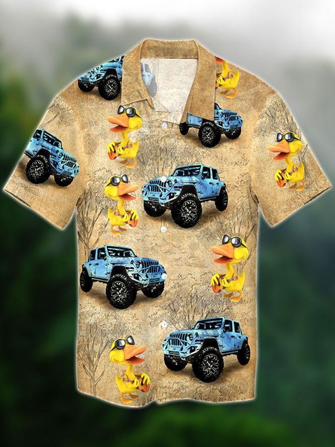 Blue Jeep With Funny Ducks Hawaiian Shirt Pre11268, Hawaiian shirt, beach shorts, One-Piece Swimsuit, Polo shirt, funny shirts, gift shirts