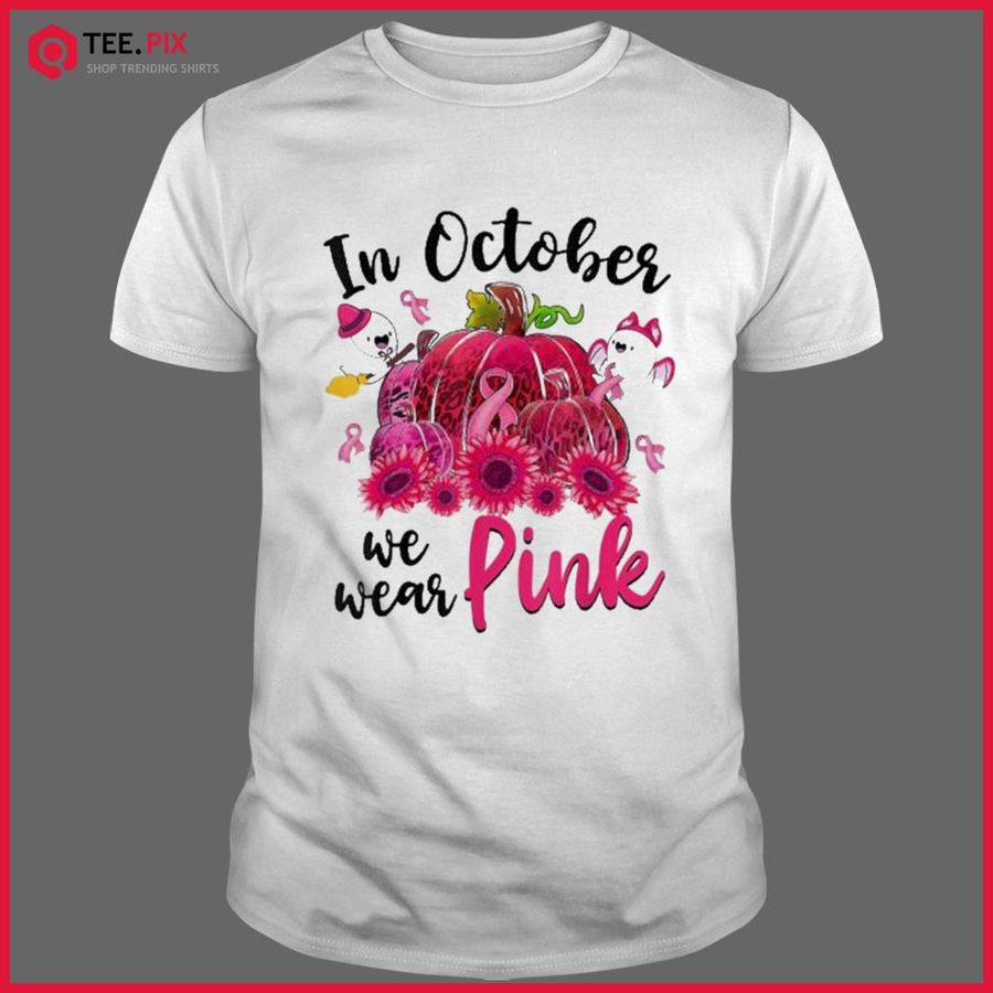 Boo Pumpkin In October We Wear Pink Breast Cancer Awareness Shirt