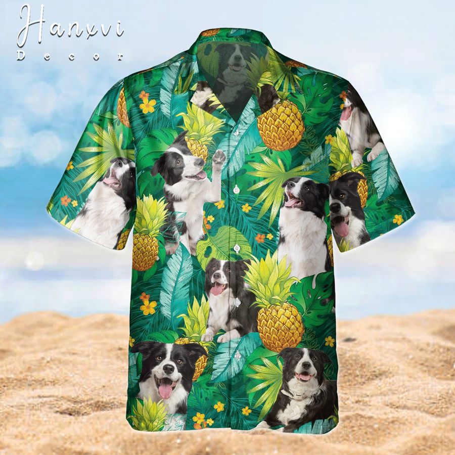 Border Collie Dog Hawaiian Shirt,Tropical Clothing For Pet Lovers, Pineapple Short Sleeve Beach Shirt,Gift Ideas For Dog Lovers, Dog Dad Mom
