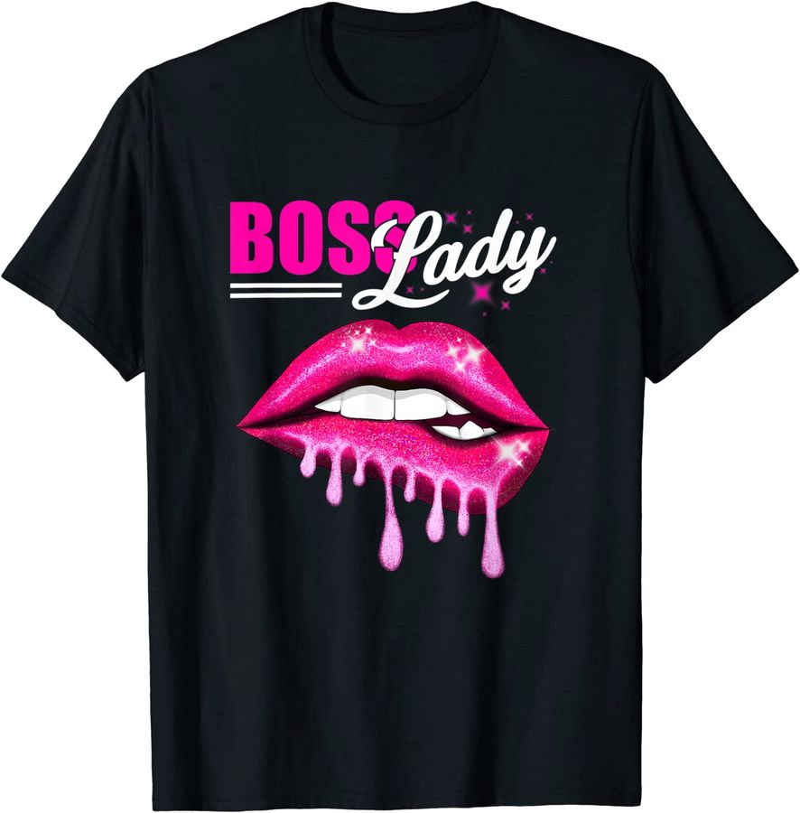 Boss Lady Girl Boss Wife Mom Hot Pink Dripping Lips Kiss_1