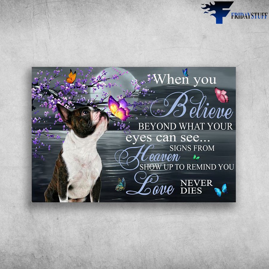 Boston Terrier, Butterfly And Flower and When You Believe, Beyond What Your Eyes Can See Poster