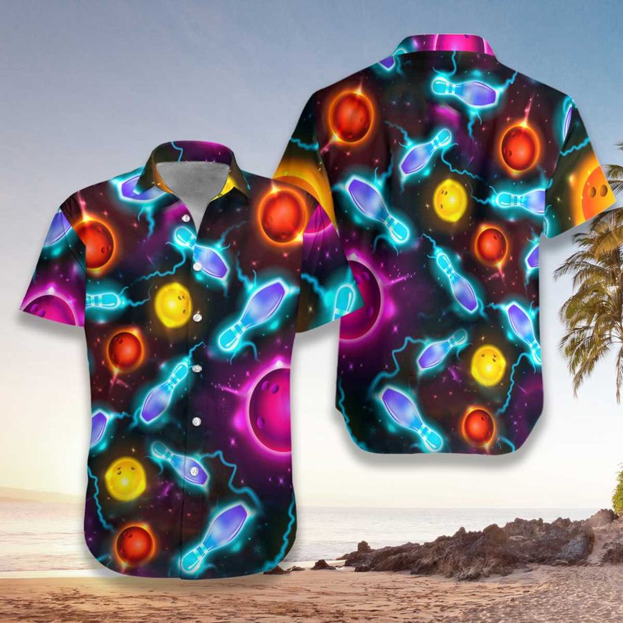 Bowling Space Color Hawaiian Shirt Pre11024, Hawaiian shirt, beach shorts, One-Piece Swimsuit, Polo shirt, funny shirts, gift shirts, Graphic Tee