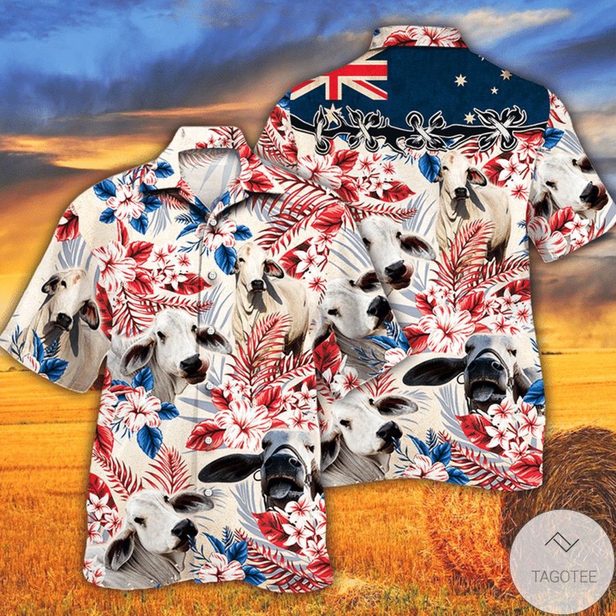 Brahman Cattle Lovers Australian Flag Hawaiian Shirt