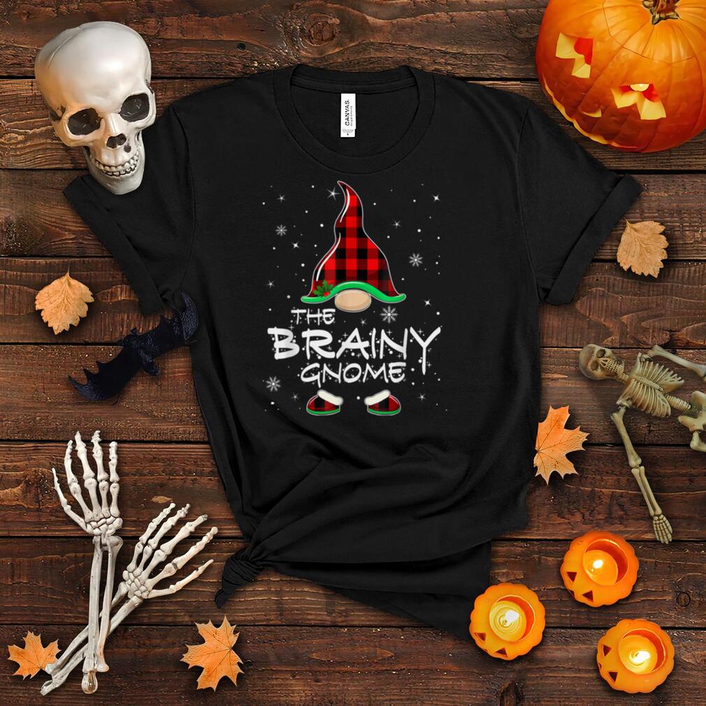Brainy Gnome Buffalo Red Plaid Matching Christmas T Shirt
