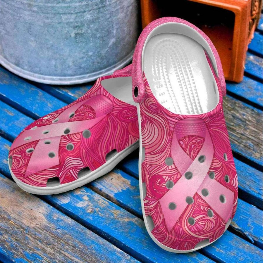 Breast Cancer Awareness Ribbon Crocs Crocband Clog Shoes