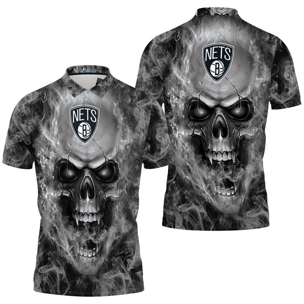 Brooklyn Nets Nba Fans Skull Polo Shirt All Over Print Shirt 3d T-shirt