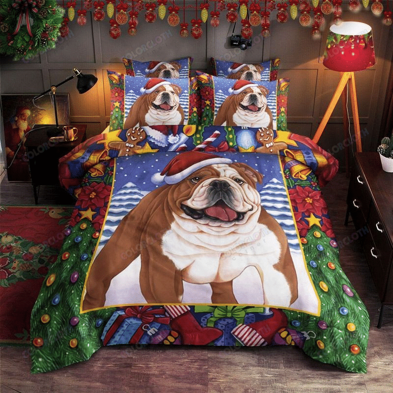 Bulldog Christmas Bedding Set