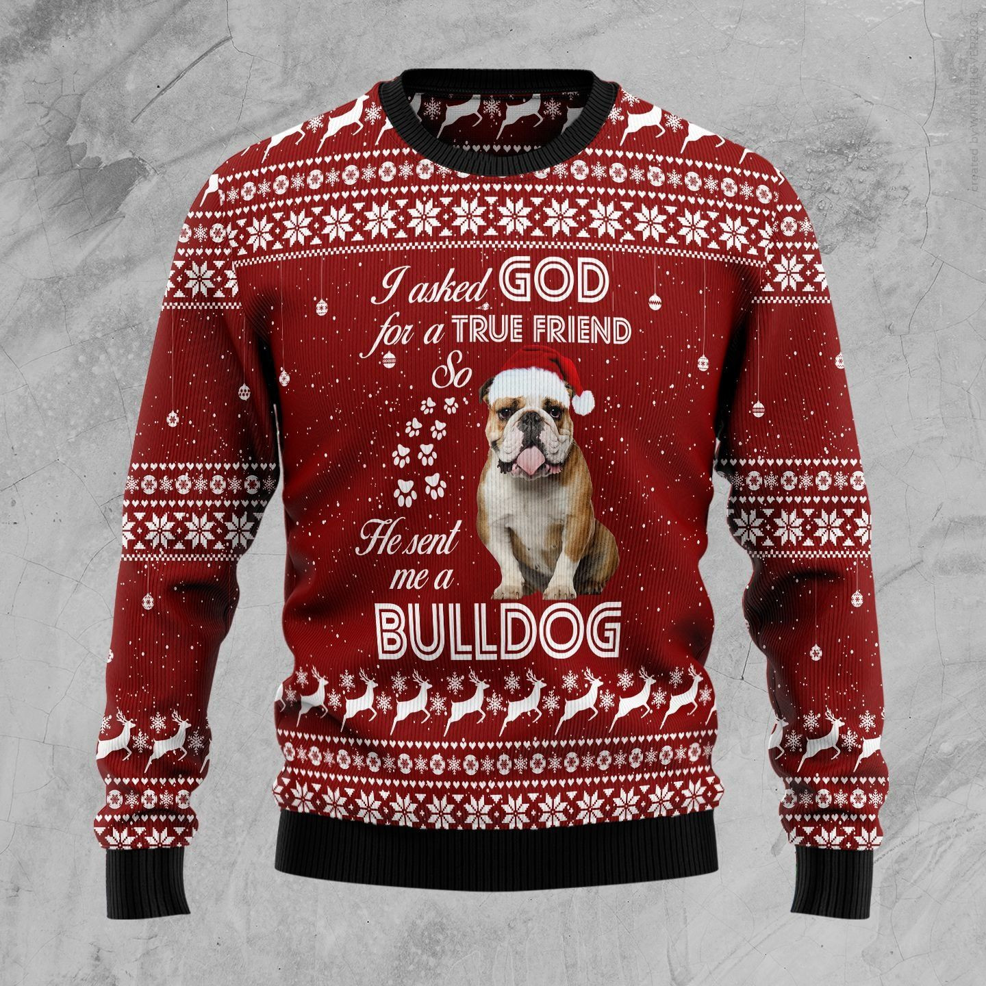 Bulldog True Friend Ugly Christmas Sweater All Over Print Sweatshirt