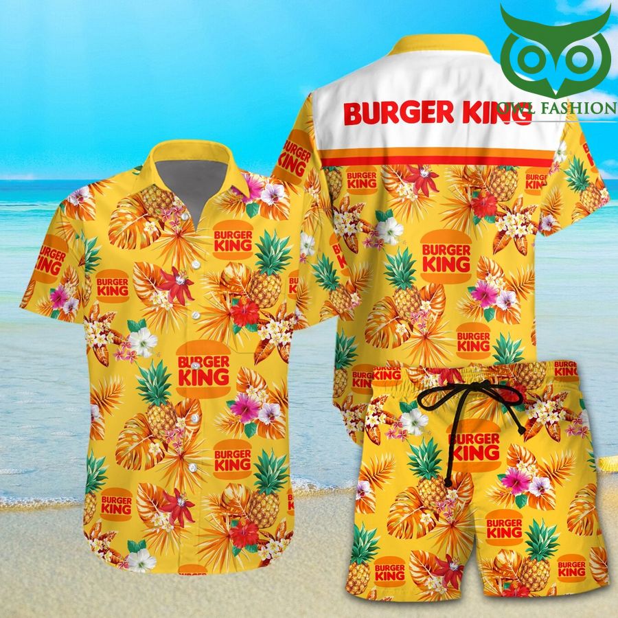 Burger King logo tropical yellow Hawaiian Shirt