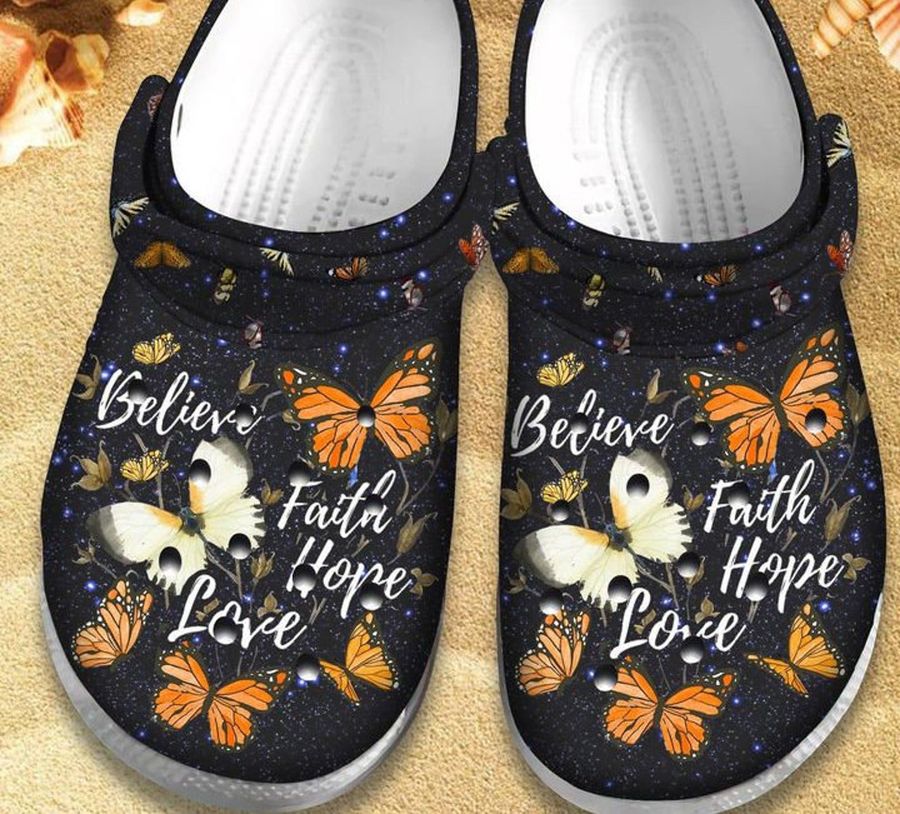 Butterflies Believe Faith Hope Love Crocs Crocband Clog