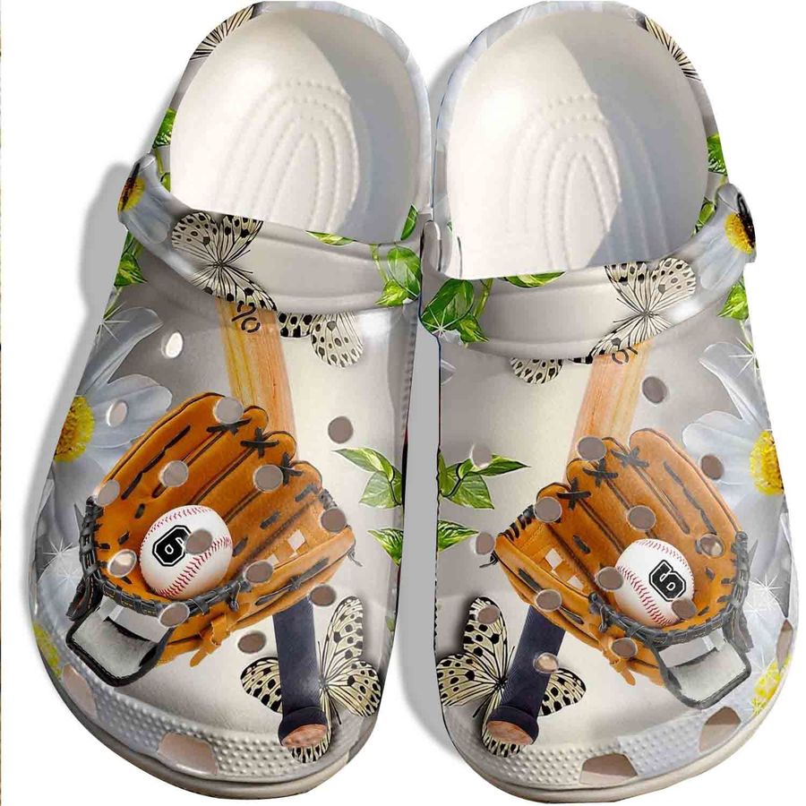 Butterfly Baseball Shoes Crocs For Batter Girl -Baseball Equipment Shoes Crocbland Clog For Men Women