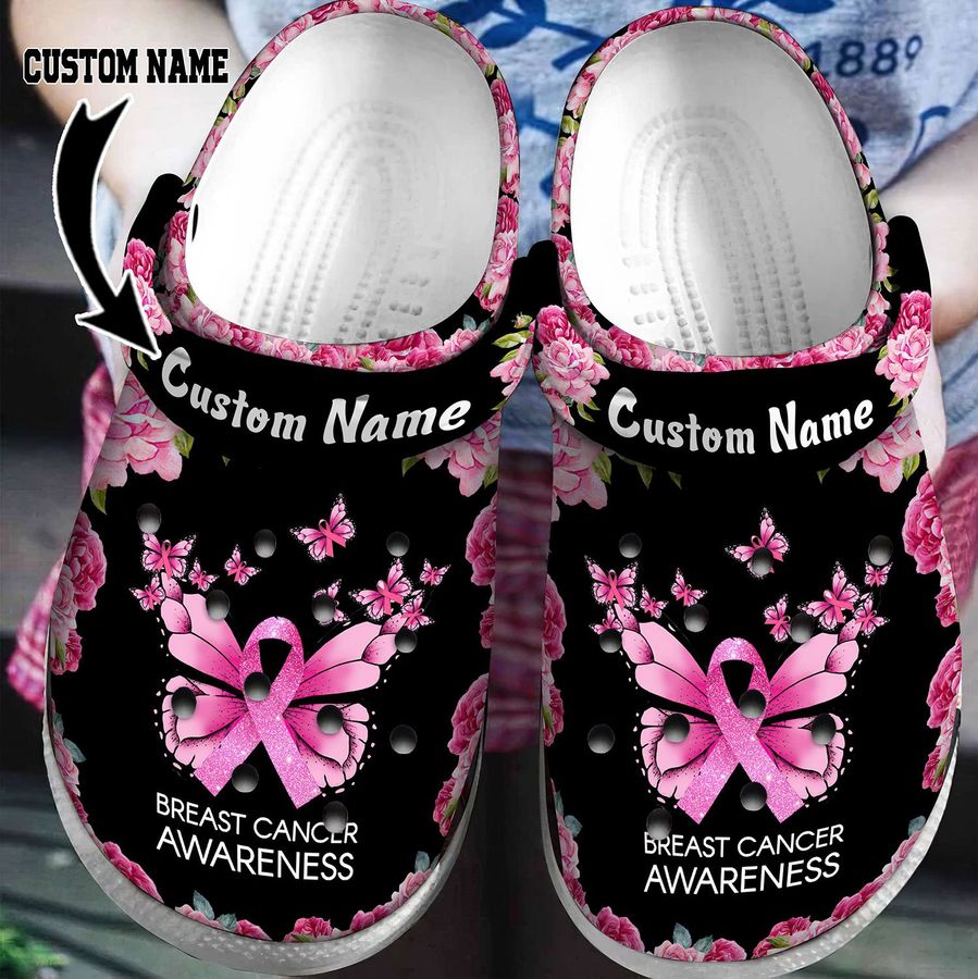 Butterfly Breast Cancer Awareness Custom Crocs