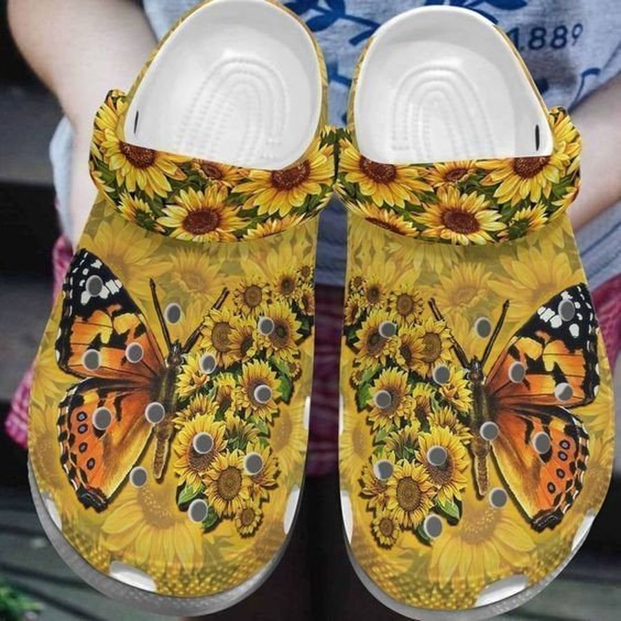 Butterfly Flower Rubber Crocs Crocband Clogs Comfy Footwear Tl97