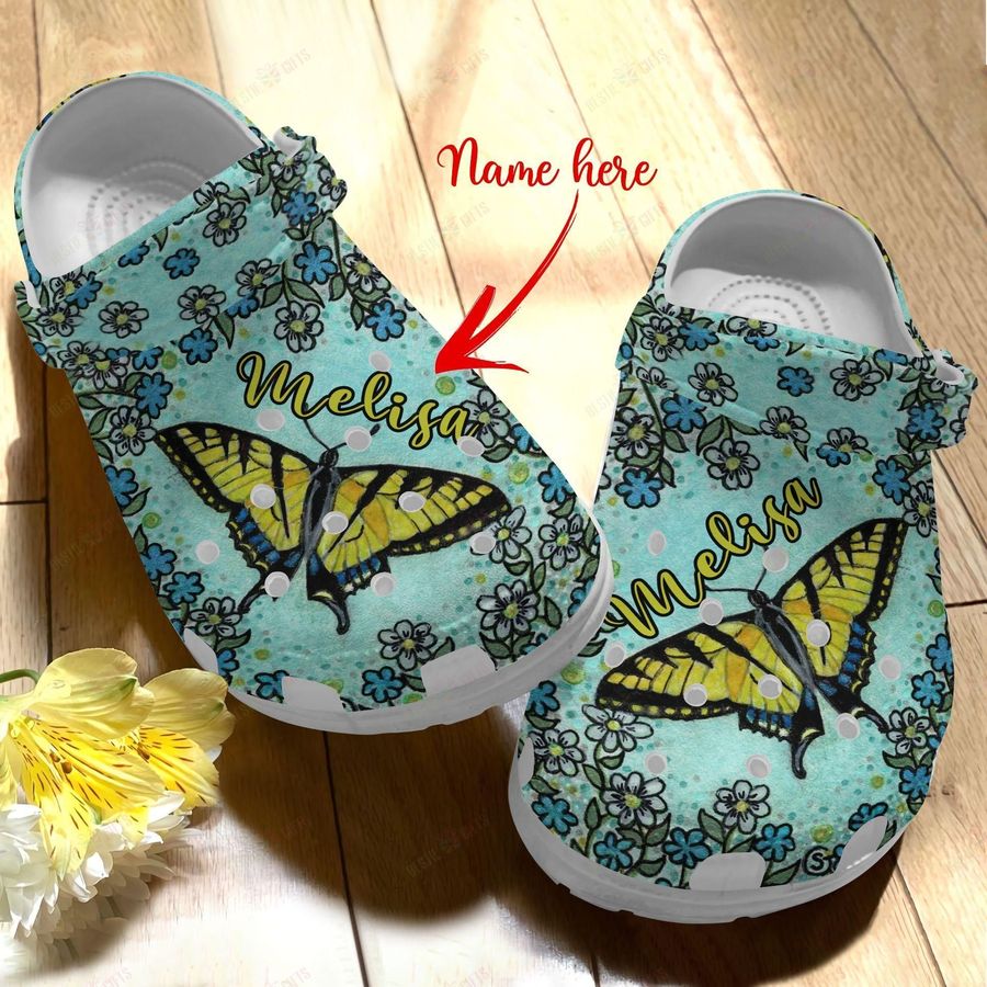 Butterfly Personalized Crocs Classic Clog Whitesole Flowery Shoes