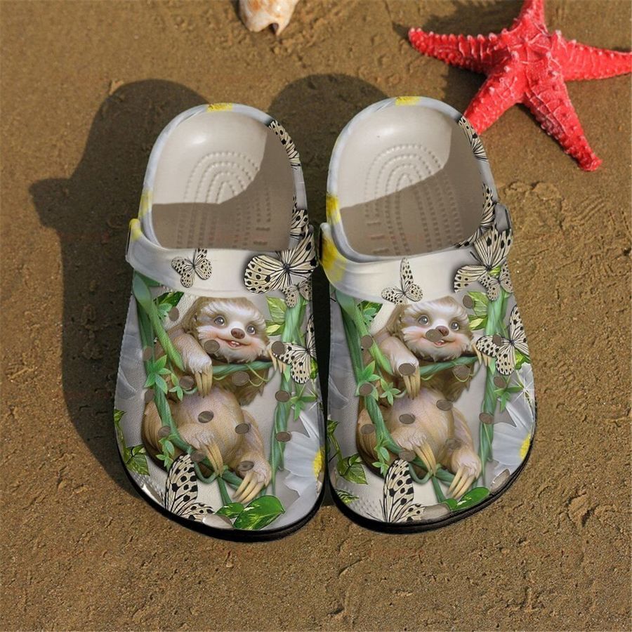 Butterfly Sloth Tree Gift For Lover Rubber Crocs Crocband Clogs, Comfy Footwear