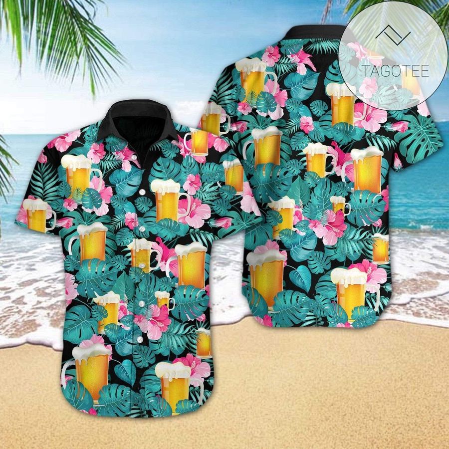 Buy Beer Mug Beach Tropical Full Authentic Hawaiian Shirt 2022s