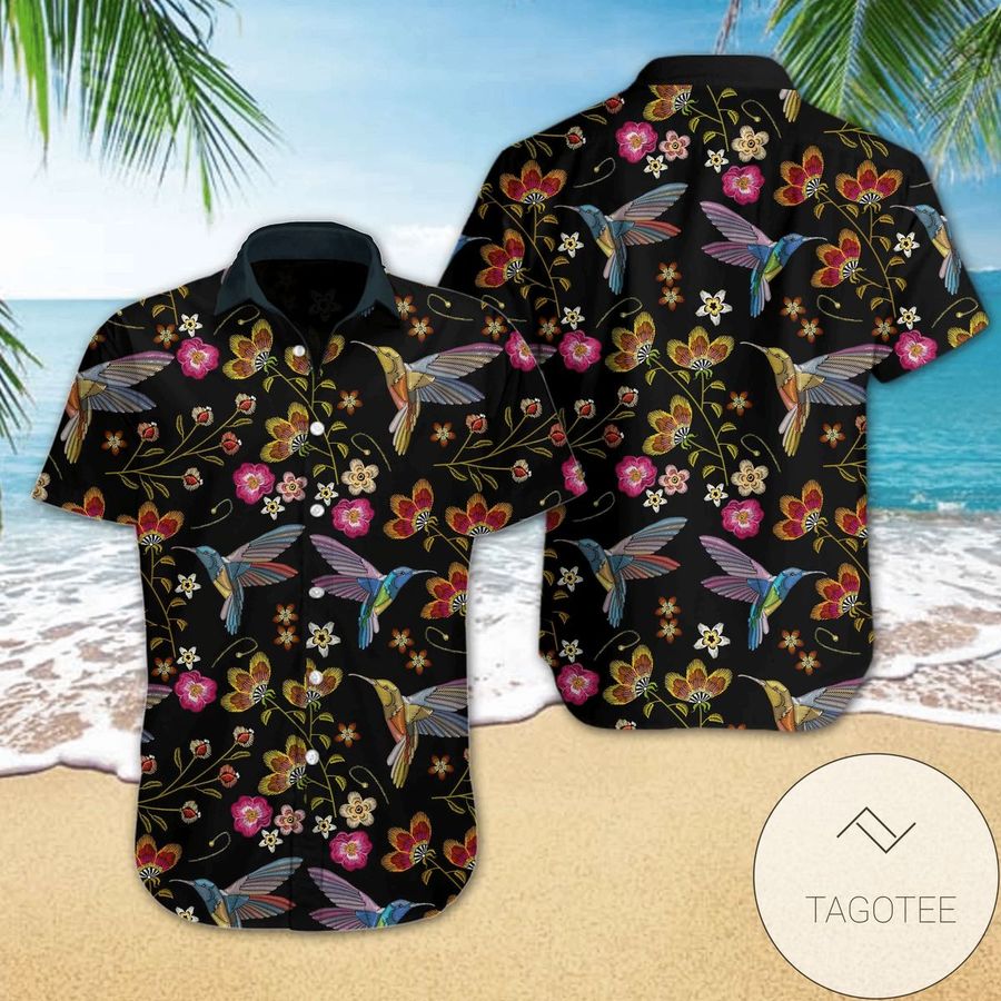 Buy Hawaiian Aloha Shirts Hummingbird Embroidery H