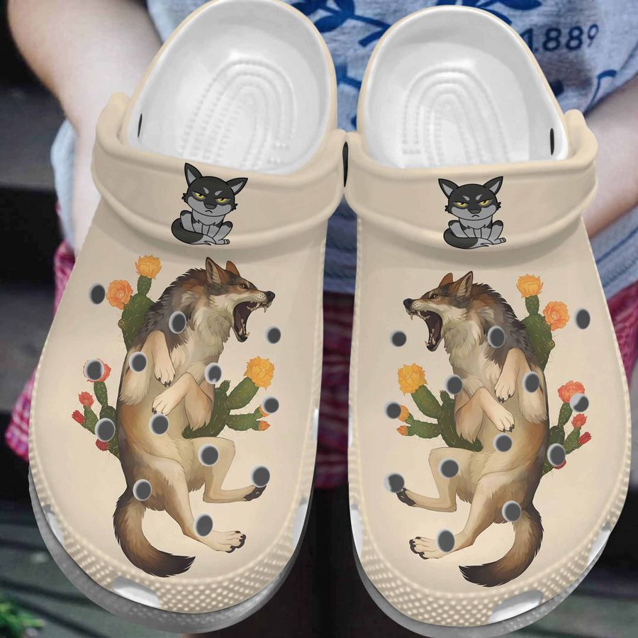 Cactus Wolf Shoes - Wolf Is Injured Crocs Crocbland Clog Birthday Gifts