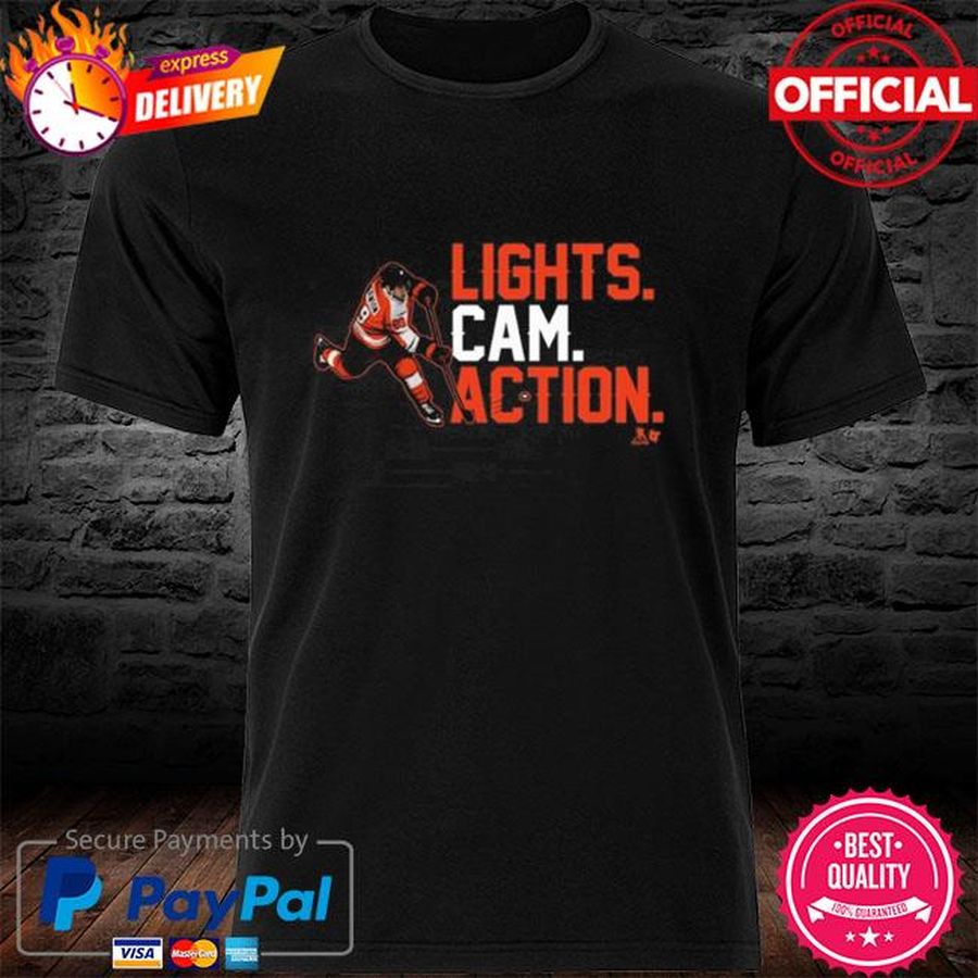 Cam Atkinson Lights Cam Action Philadelphia Flyers T-Shirt
