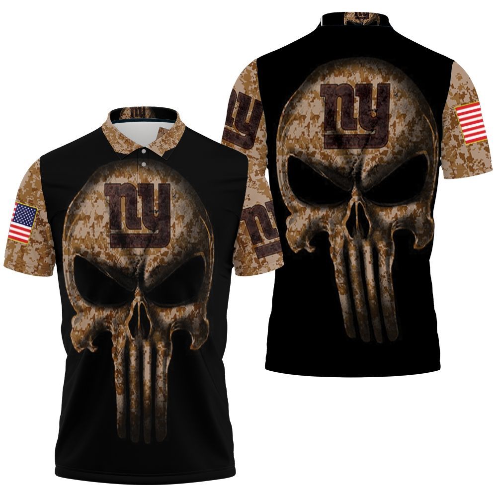 Camouflage Skull New York Giants American Flag Polo Shirt All Over Print Shirt 3d T-shirt